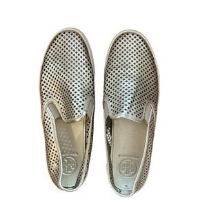 Tory Burch Metallic Gold Jesse‎ Perforated Sneakers Sz 10
